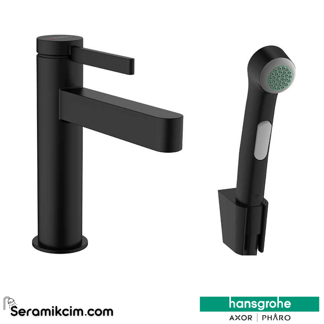 Hansgrohe Finoris Lavabo Bataryası 110Bidette El Duşu Ve 160 Cm Duş Hortumu İle Mat Siyah 76210670