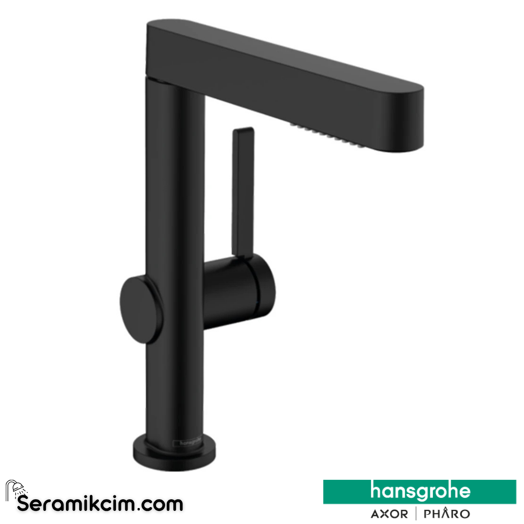 Hansgrohe Finoris Lavabo Bataryası 230 Spiralli, 2Jet Ve Bas-Aç Gider Seti İle Mat Siyah 76063670