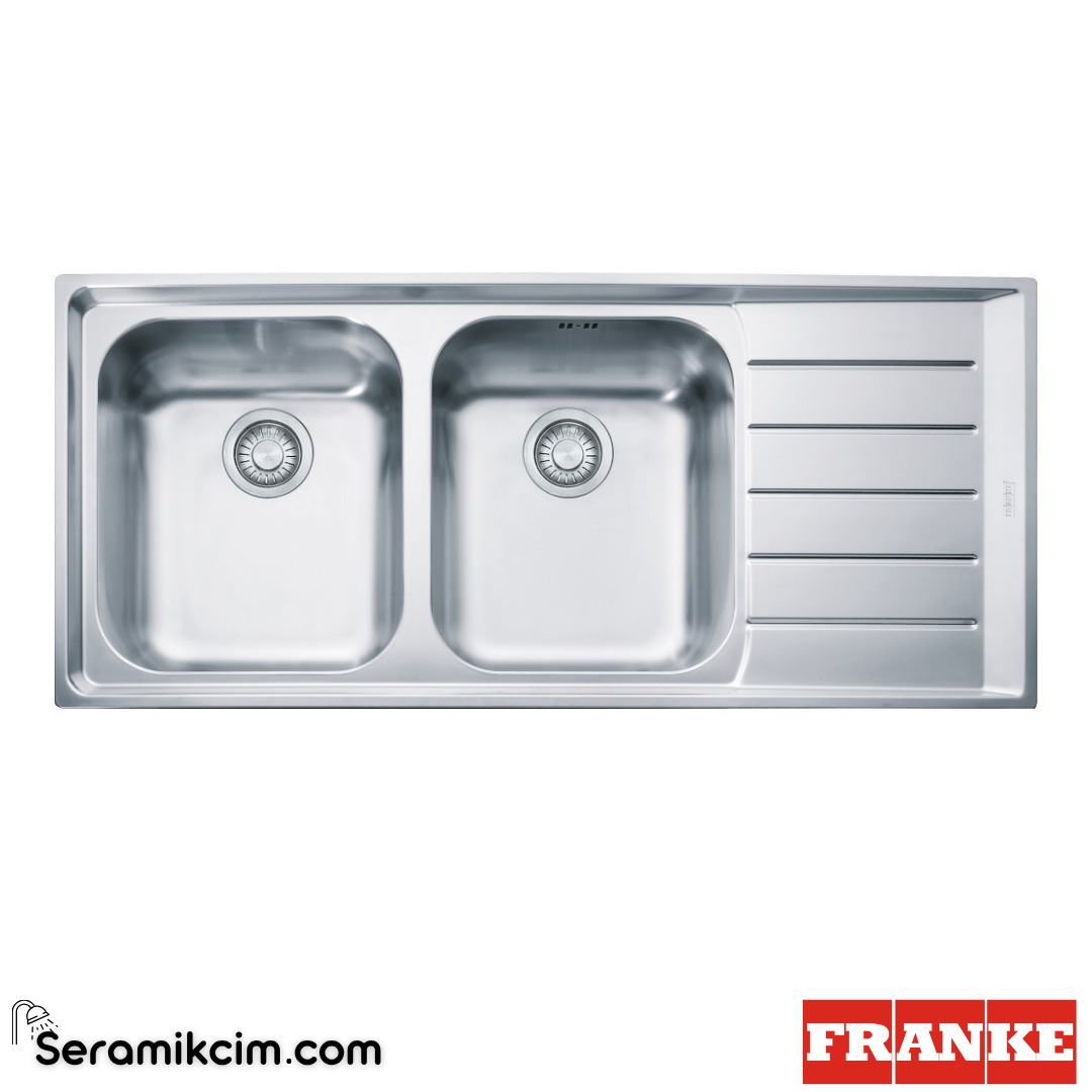 Franke Neptün NET 621 SAĞ Tezgahüstü 2 Gözlü Sağ Damlalıklı 1000x510mm Paslanmaz Çelik Eviye Micro Dekor 101.0656.175
