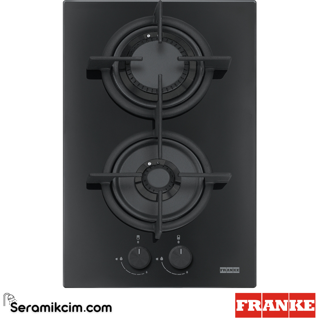 Franke Mythos FHCR 302 2G HE BK C Tezgahüstü 2 Gözlü 310x510mm Gazlı Ocak Siyah Cam 106.0374.278