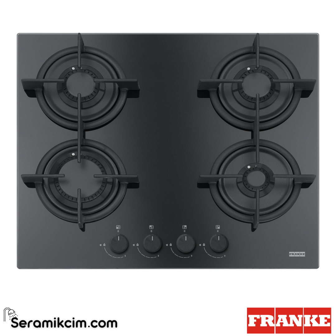 Franke Mythos FHCR 604 4G HE BK Tezgahüstü 4 Gözlü 590x510mm Gazlı Ocak Siyah Cam 106.0374.280