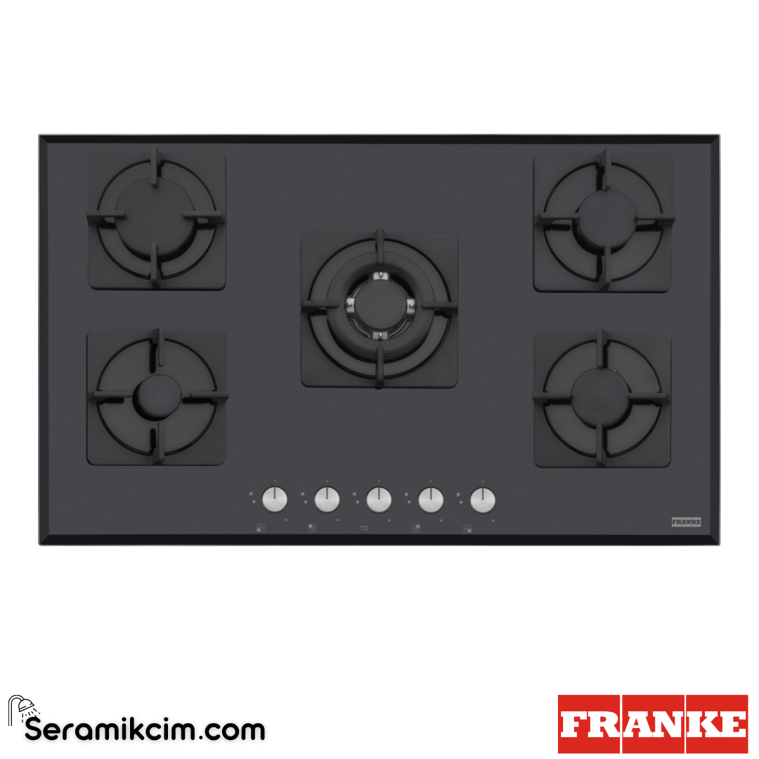 Franke Smart Linear Square FHNS 905 4G TC WH C Tezgahüstü 5 Gözlü 860x520mm Gazlı Ocak Siyah Cam 106.0490.104