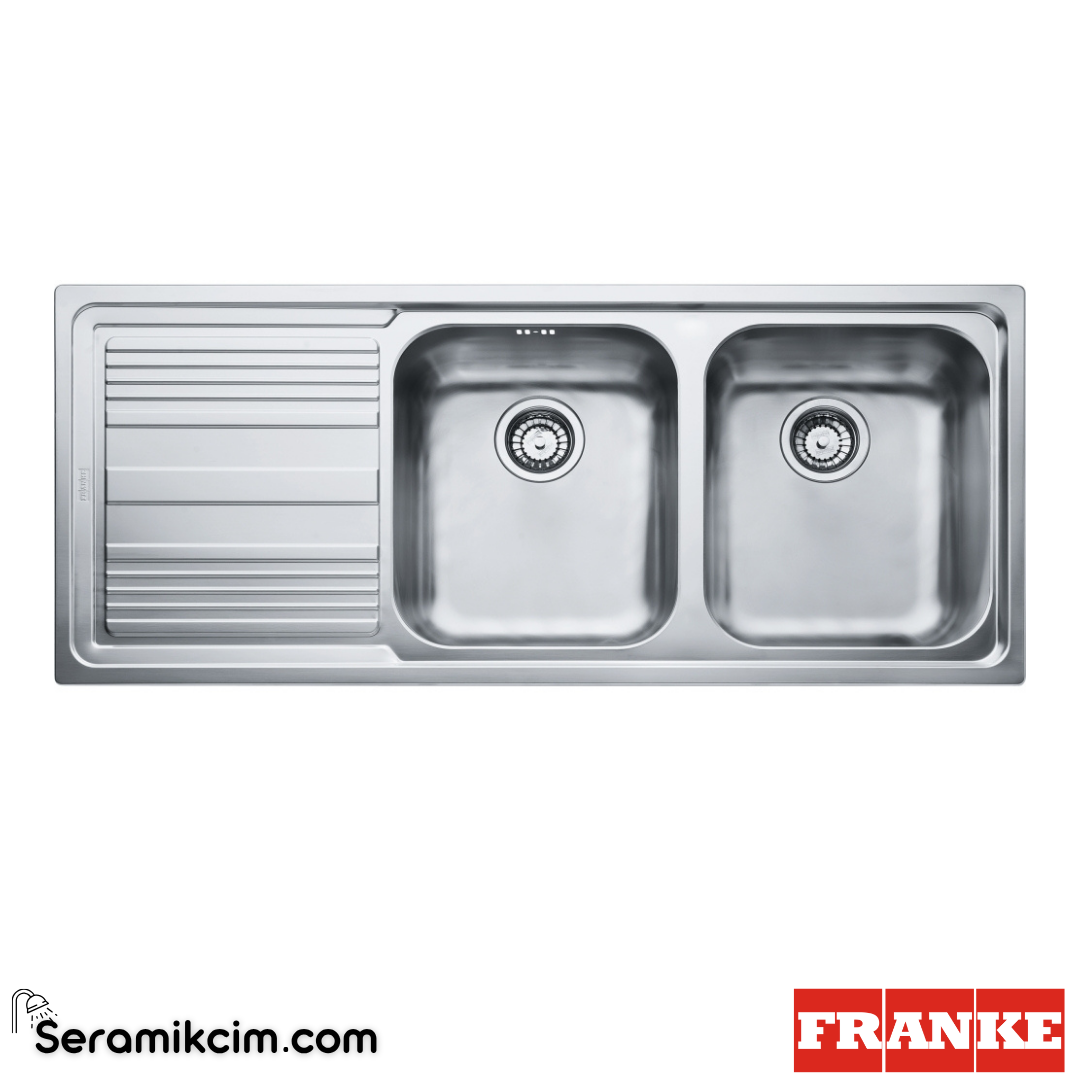 Franke Logicaline LLX 621 SOL Tezgahüstü 2 Gözlü Sol Damlalıklı 1160x500mm Paslanmaz Çelik Eviye İnox 101.0150.821