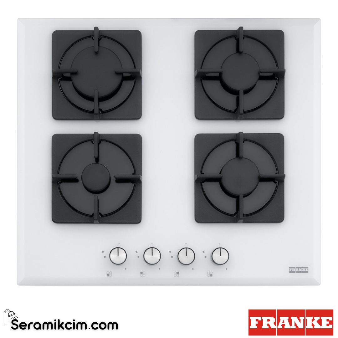 Franke Smart Linear Square FHNS 604 4G WH C Tezgahüstü 4 Gözlü 590x520mm Gazlı Ocak Beyaz Cam 106.0489.961