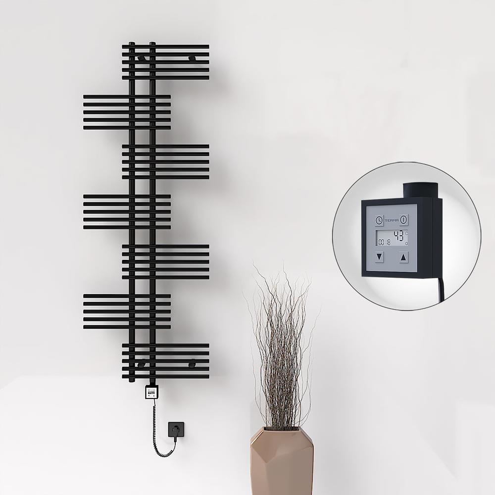 FIJI Elektrikli Havlupan 650x1762 Siyah Mat (KTX3 Termostat) 1000W Spiral Kablolu
