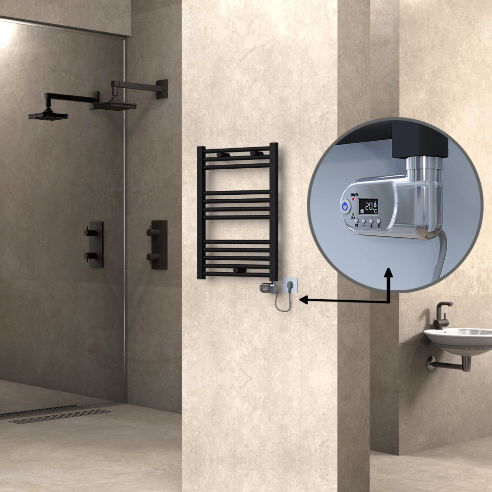 HAITI Elektirikli Havlupan 500x700 Düz Siyah (Thesis Termostat) 300W