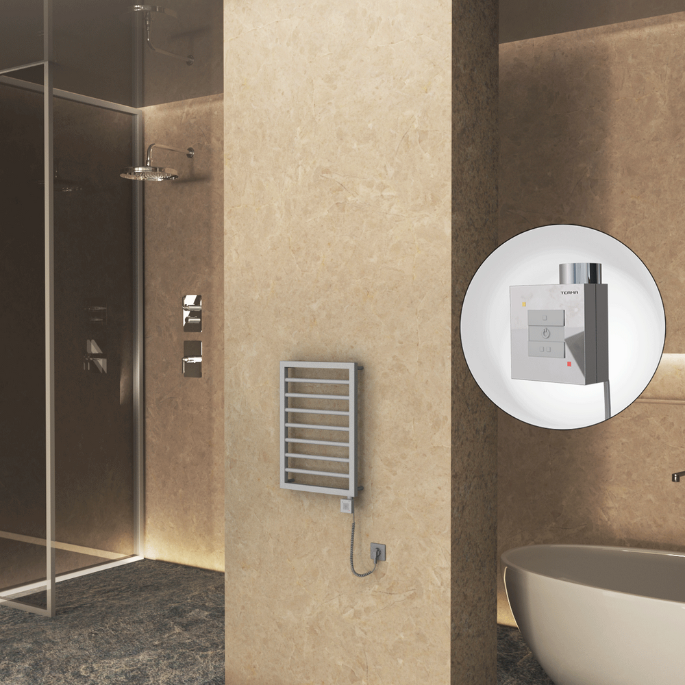 NAXOS Elektrikli Havlupan 450x655 Gri 7012 Texture (KTX1 Termostat) 300W Spiral Kablolu