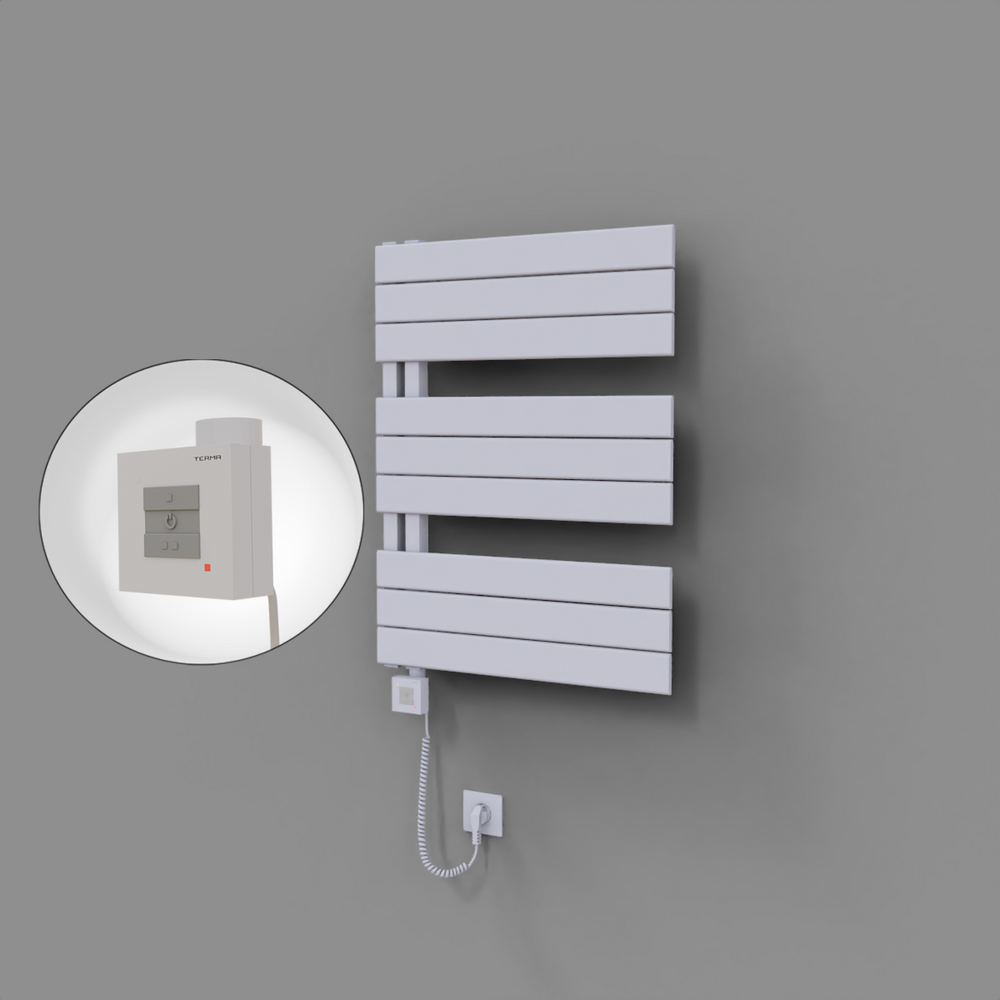 Sirius Dekoratif Elektrikli Havlupan 600x800 Beyaz (KTX1 Termostat) 600W Spiral Kablolu