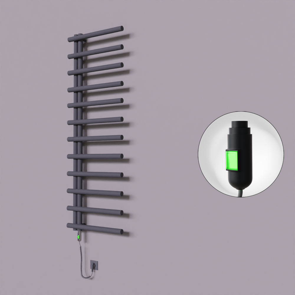 Tuna Dekoratif Elektrikli Havlupan 600x1750 Koyu Antrasit (On/Off Düğmeli) 900W