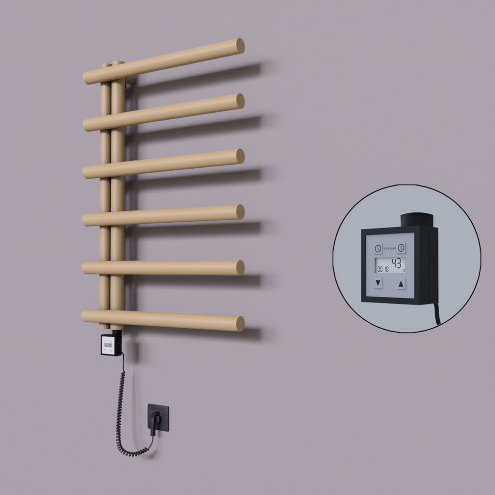 Tuna Dekoratif Elektrikli Havlupan 600x850 Kapuçino (KTX3 Termostat) 300W Spiral Kablolu