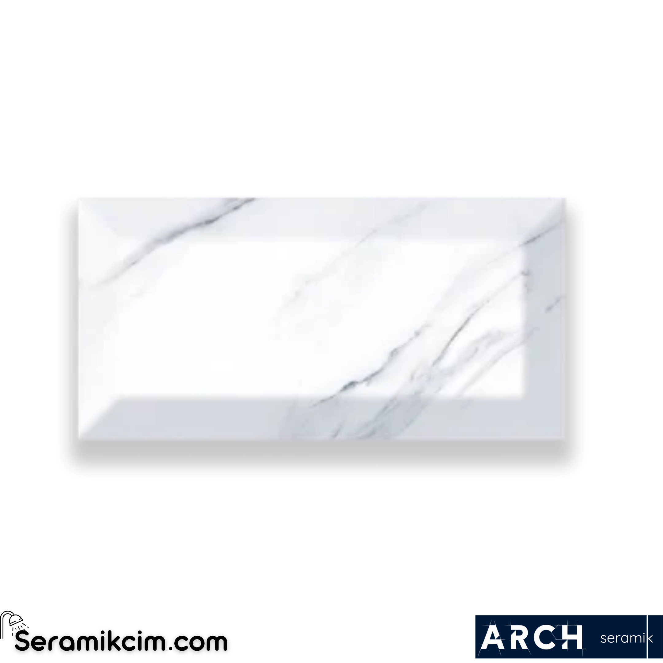Arch Seramik 10x30 cm Carrara Flat Glossy