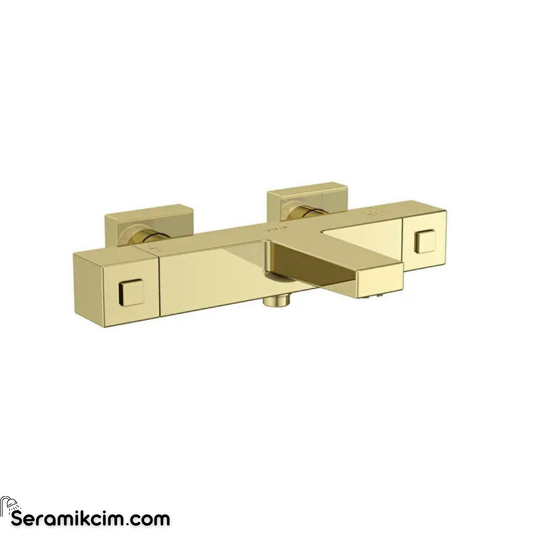 Artema Base Square Termostatik Banyo Bataryası Parlak Altın A4730274