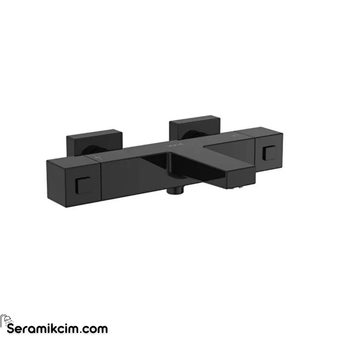 Artema Base Square Termostatik Banyo Bataryası Parlak Siyah A4730239