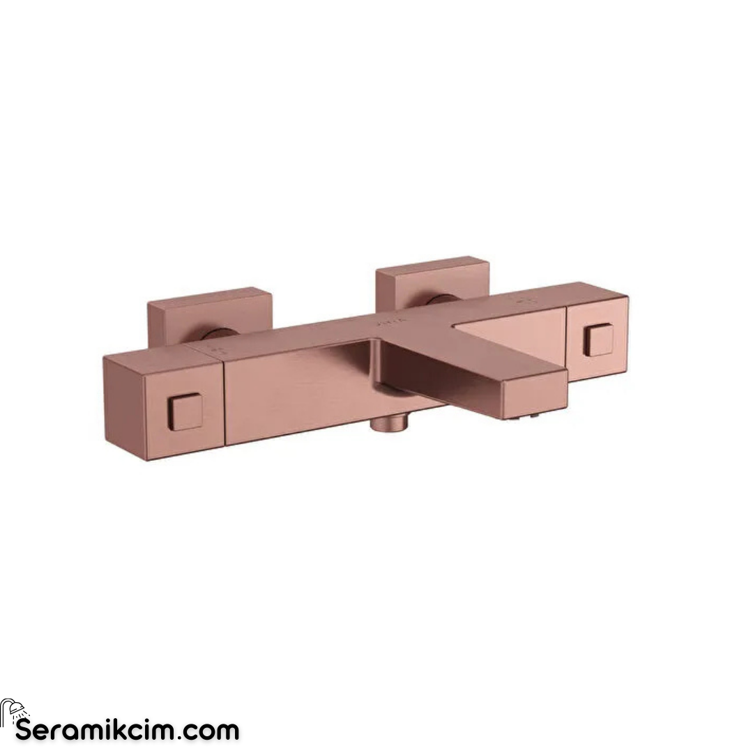 Artema Base Square Termostatik Banyo Bataryası Fırçalı Bakır A4730224