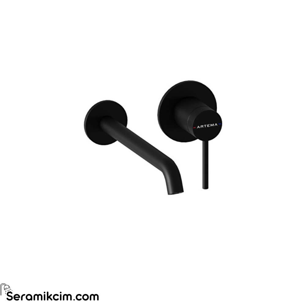 Artema Minimax Round Ankastre Lavabo Bataryası (Uzun) Mat Siyah