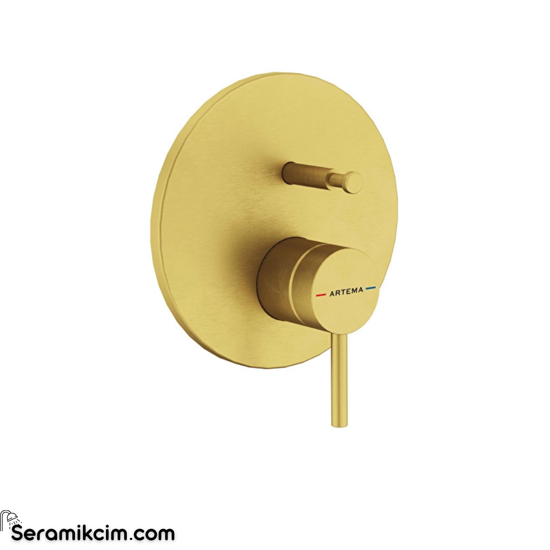 Artema Minimax Round Ankastre Mekanik Banyo Bataryası V-Box Fırçalı Altın A4370825