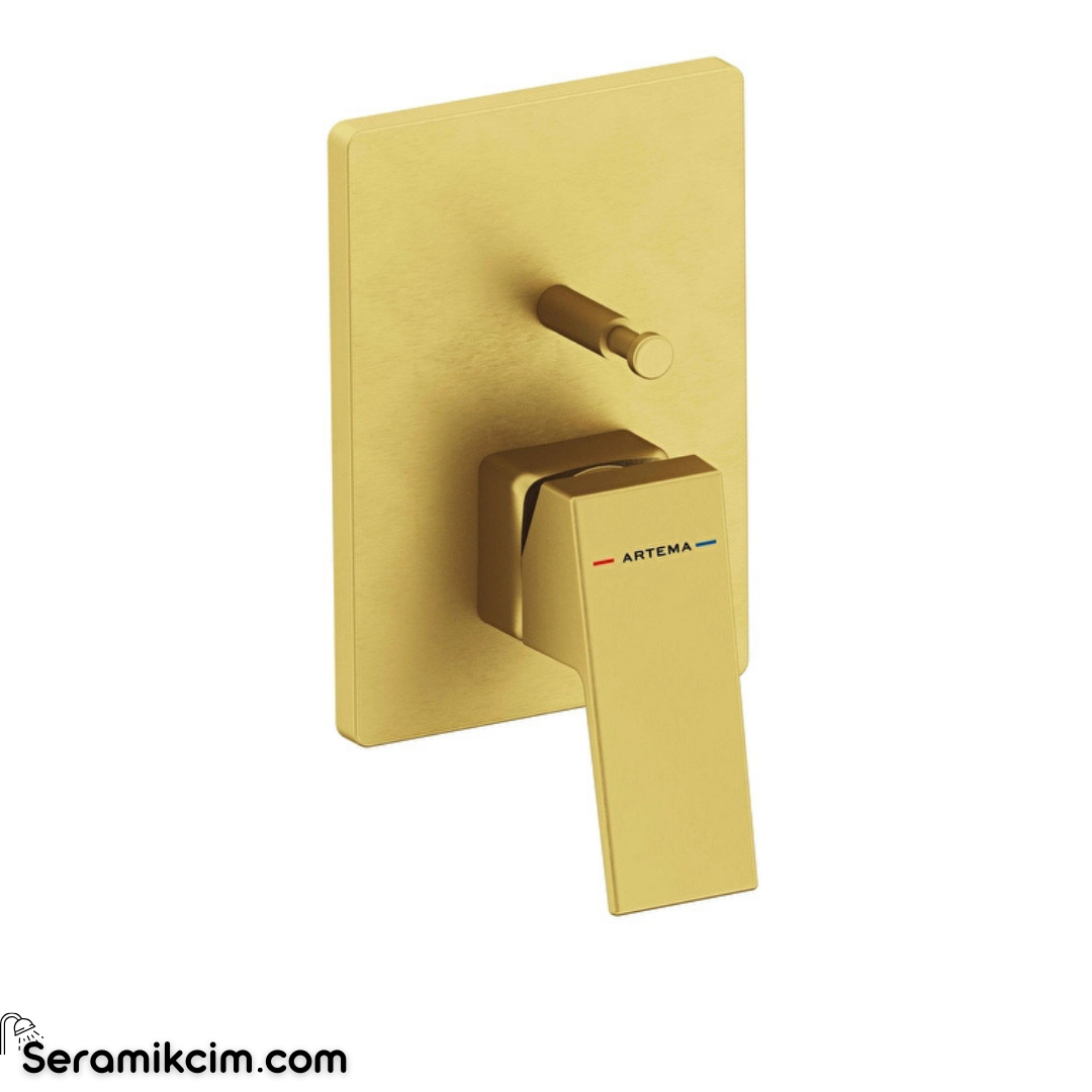 Artema Minimax Square Ankastre Banyo Bataryası Minibox Mekanik Fırçalı Altın A4373225