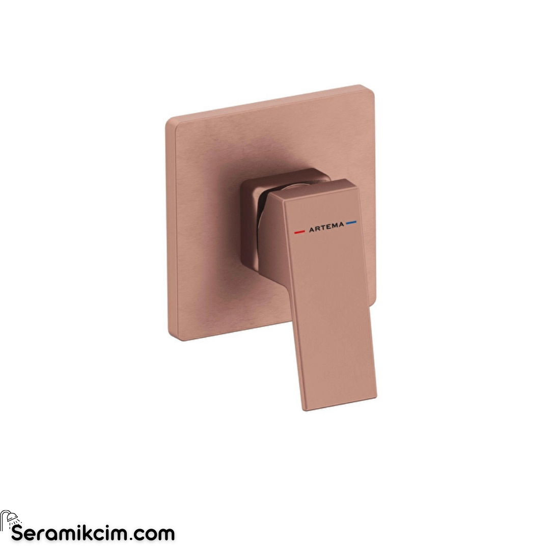 Artema Minimax Square Ankastre Duş Bataryası Minibox Mekanik Fırçalı Bakır A4373324