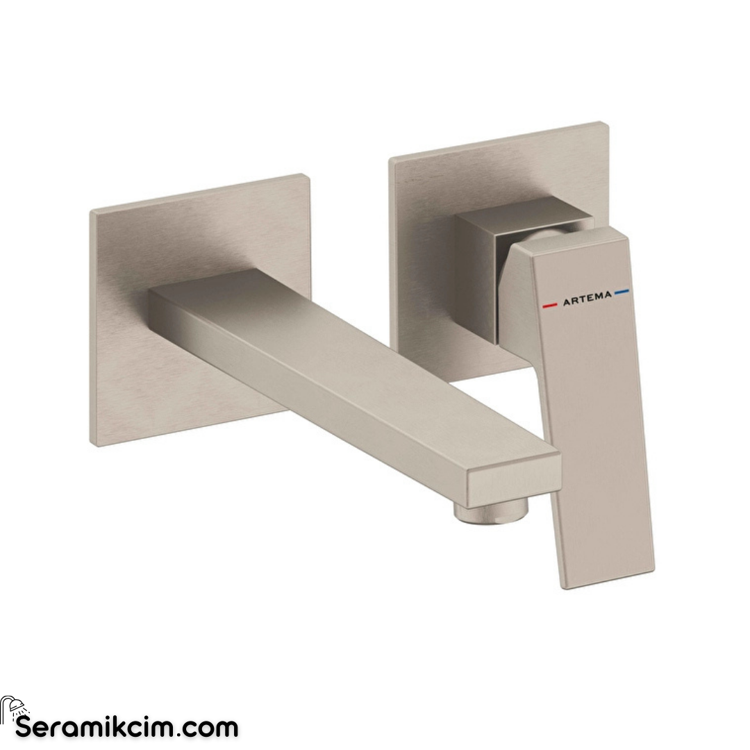 Artema Minimax Square Ankastre Lavabo Bataryası (Uzun) Fırçalı Nikel A4359334