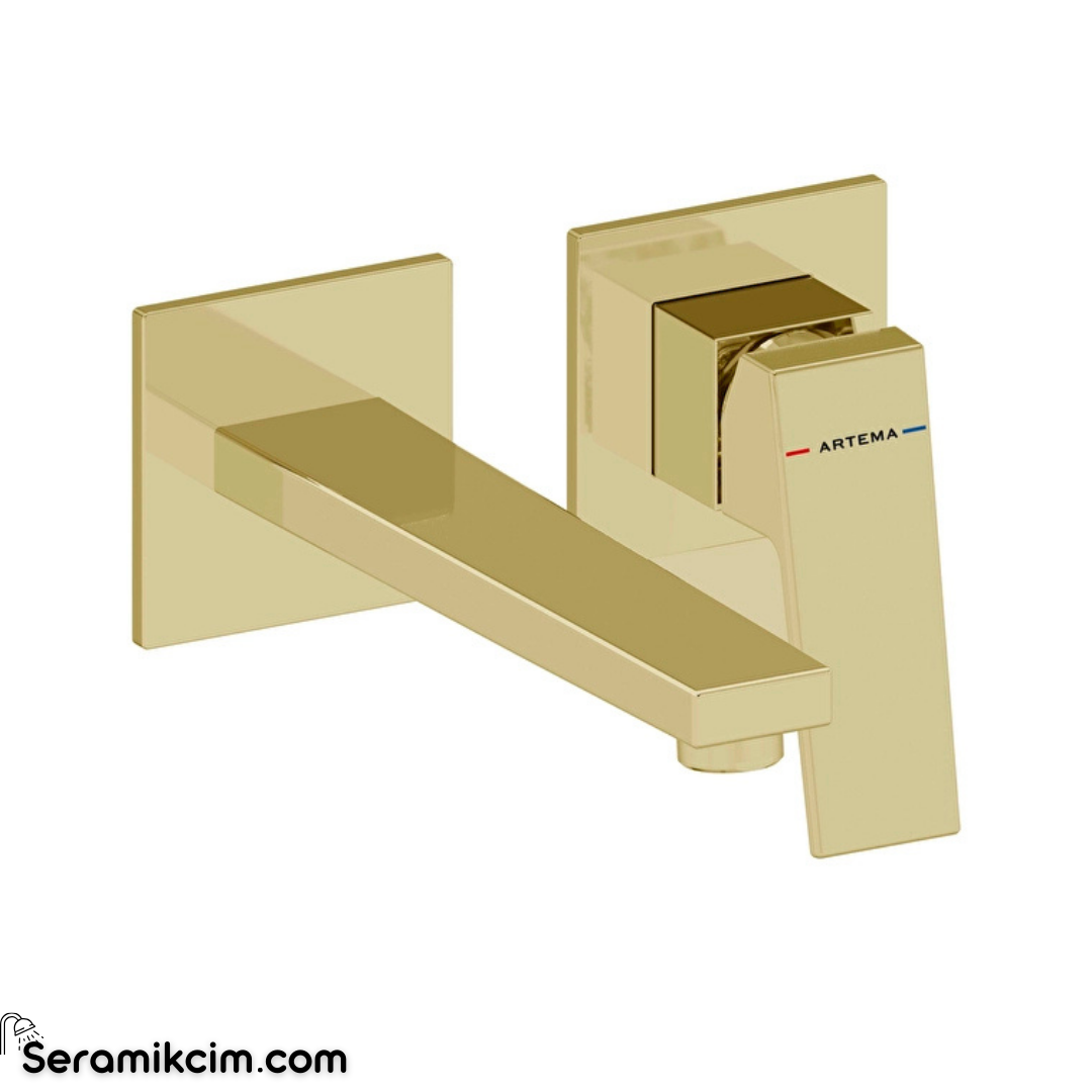 Artema Minimax Square Ankastre Lavabo Bataryası (Kısa) Parlak Altın A4359274