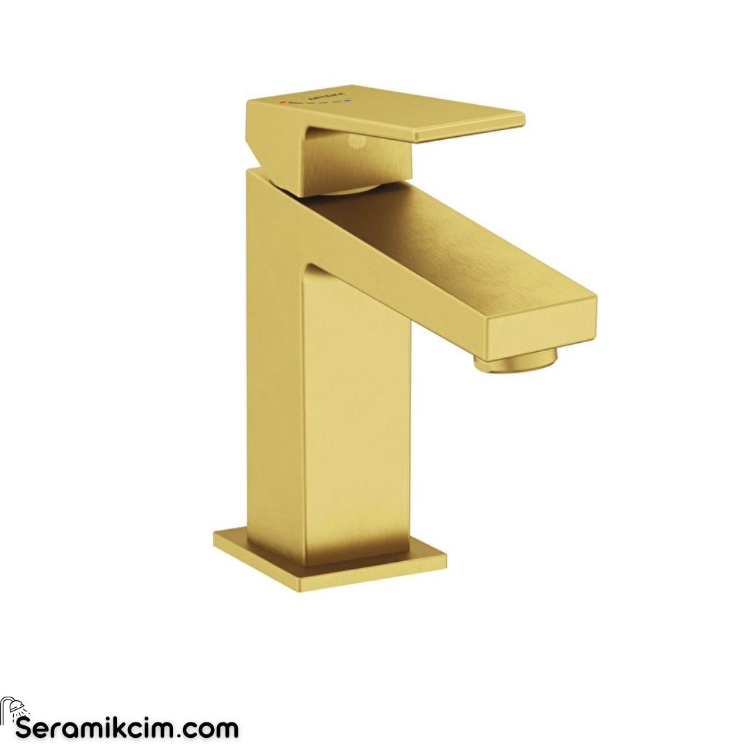 Artema Minimax Square Lavabo Bataryası Fırçalı Altın A4372025