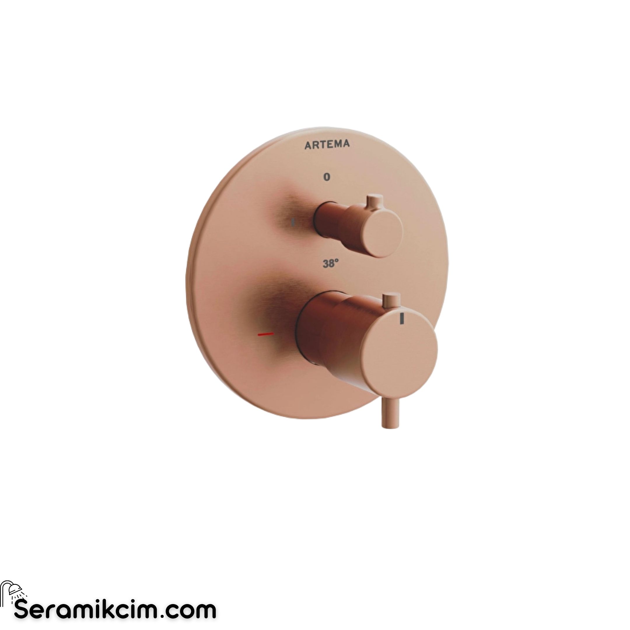 Artema Root Round Ankastre Termostatik Duş Bataryası (V-Box) (Sıva Üstü Grubu) Fırçalı Bakır A4334824