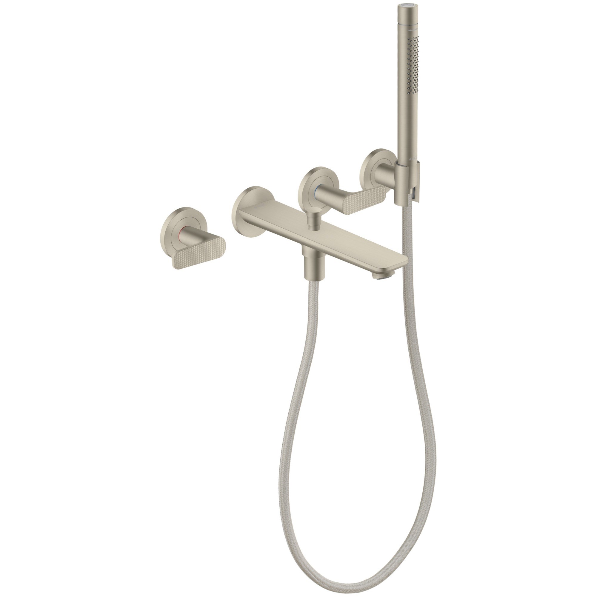 Axor Citterio C 3-delikli banyo bataryası ankastre montaj duvara monte el duşu ile - cubic cut 49481820