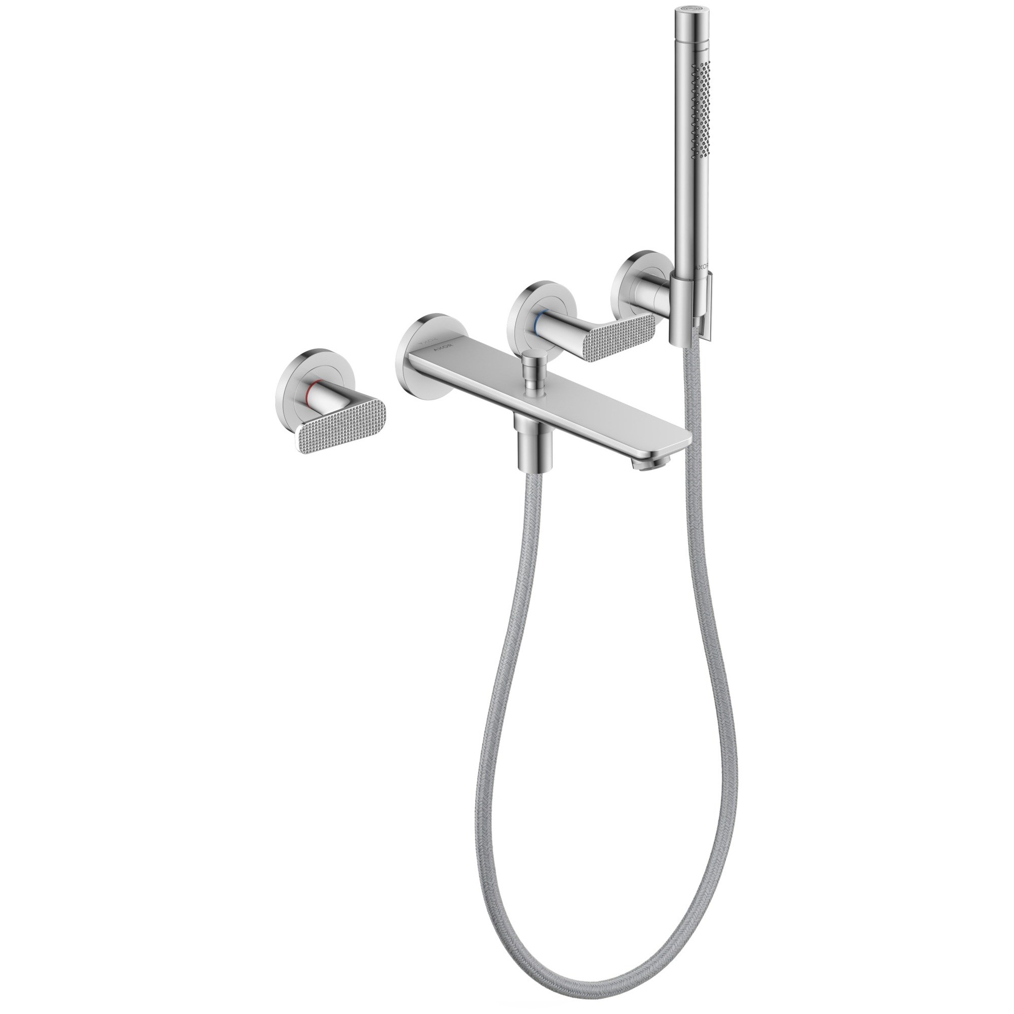 Axor Citterio C 3-delikli banyo bataryası ankastre montaj duvara monte el duşu ile - cubic cut 49481000