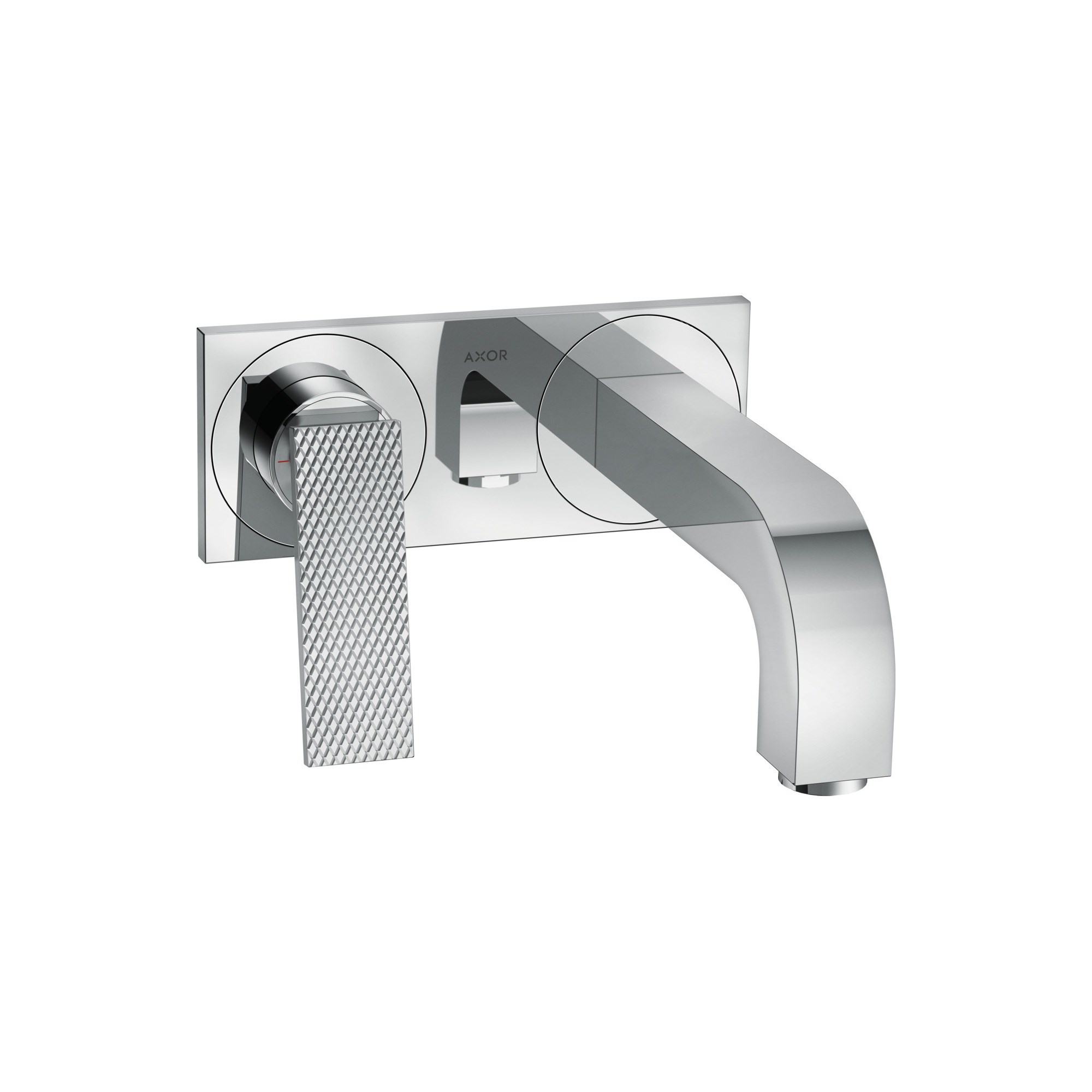 Axor Tek Kollu lavabo bataryası ankastre montaj duvara monte çubuk volan, 220 mm gaga ve plaka ile - rhombic cut 39171000