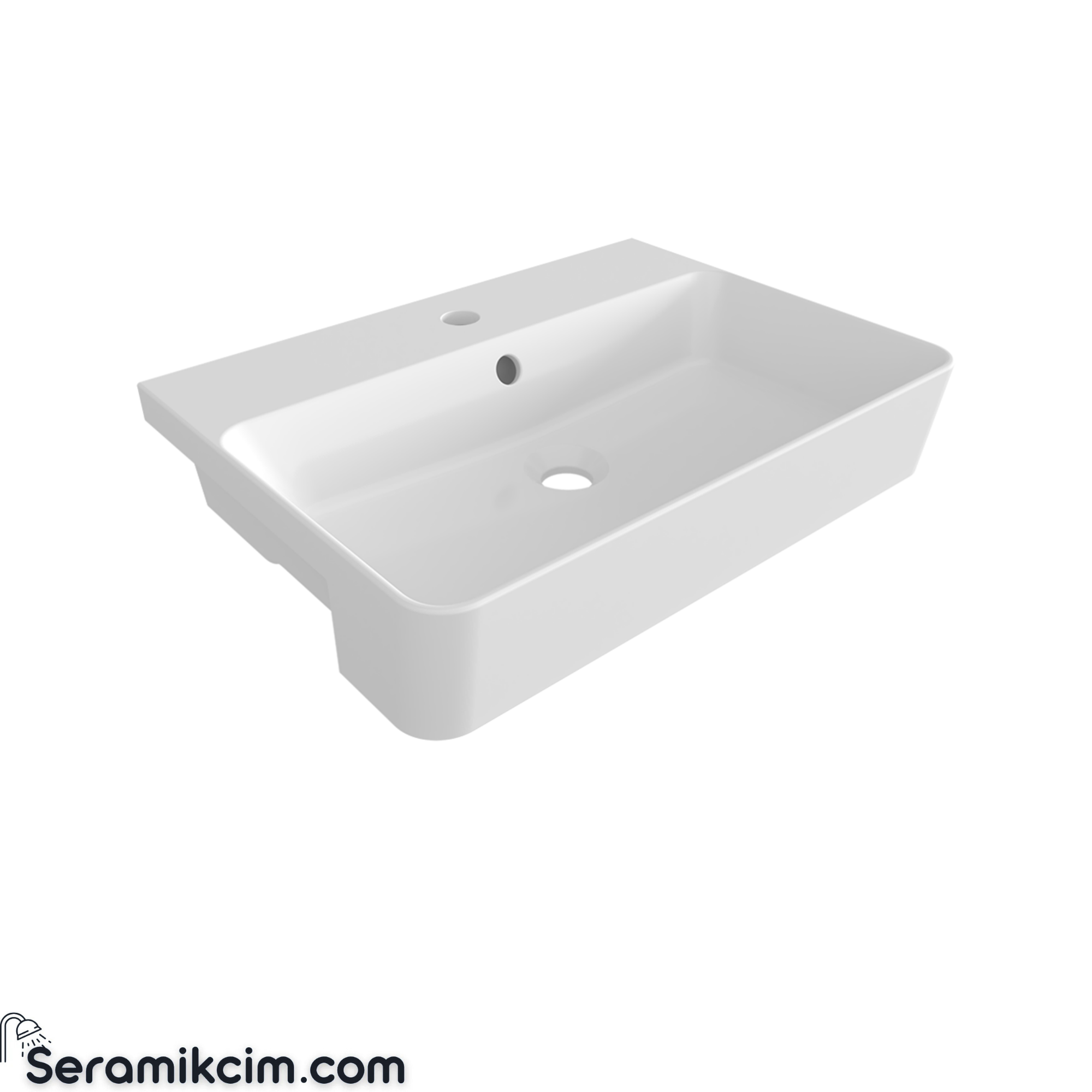 Bocchi Milano Yarım Tezgah Lavabo 50X29 cm Parlak Beyaz 1527-001-0126