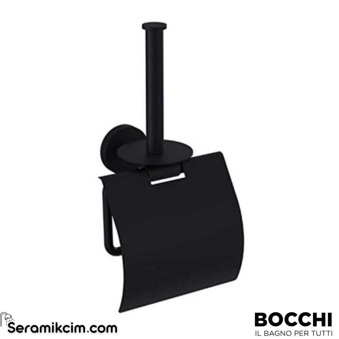 Bocchi Piave Tuvalet Kağıtlık Yedekli Mat Siyah 3015-0021-AB