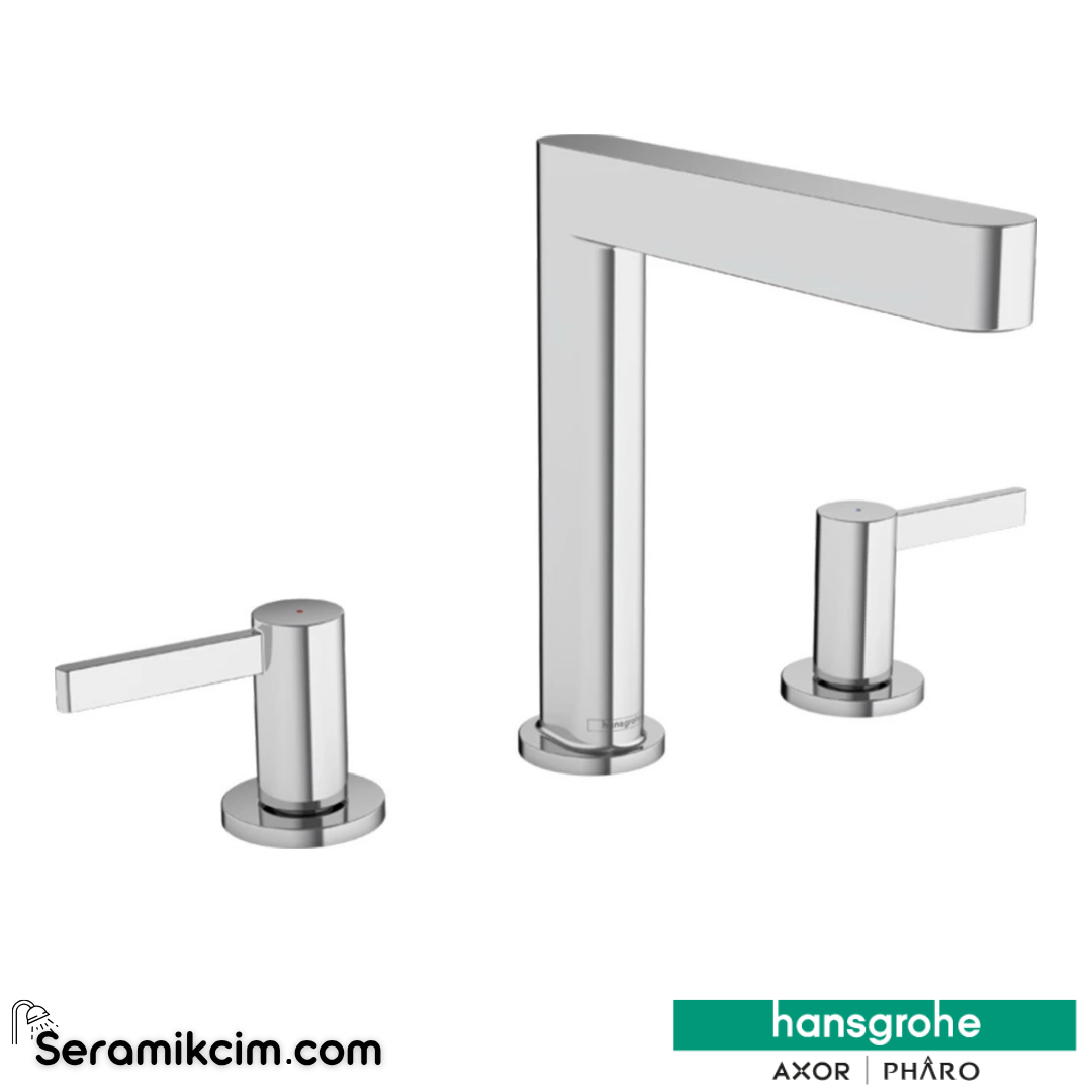 Hansgrohe Finoris 3 Delikli Lavabo Bataryası 160 Bas-Aç Gider Seti İle Krom 76034000