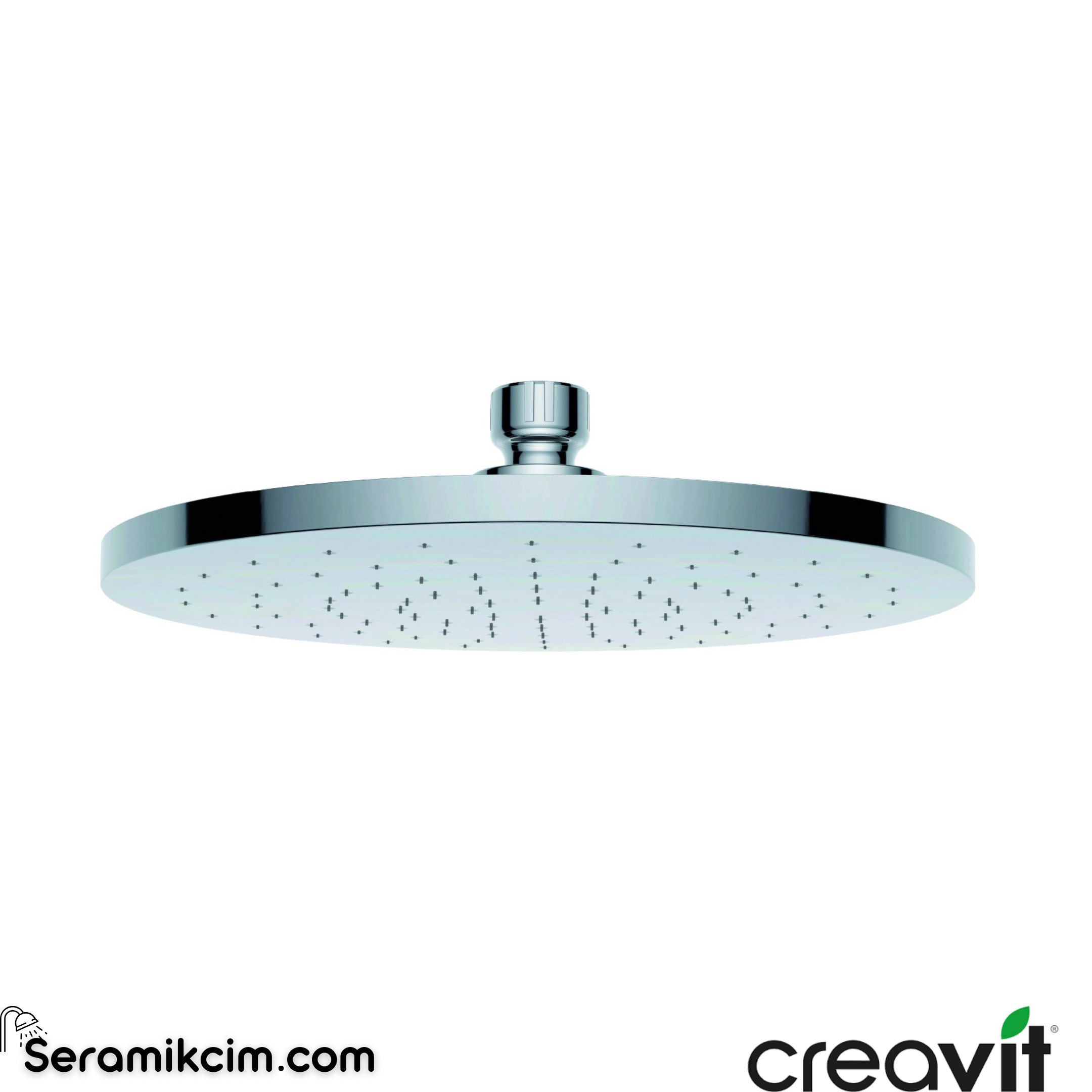 Creavit Kireç Kırıcılı Tepe Duşu Mat Siyah Yuvarlak DS.SH330S