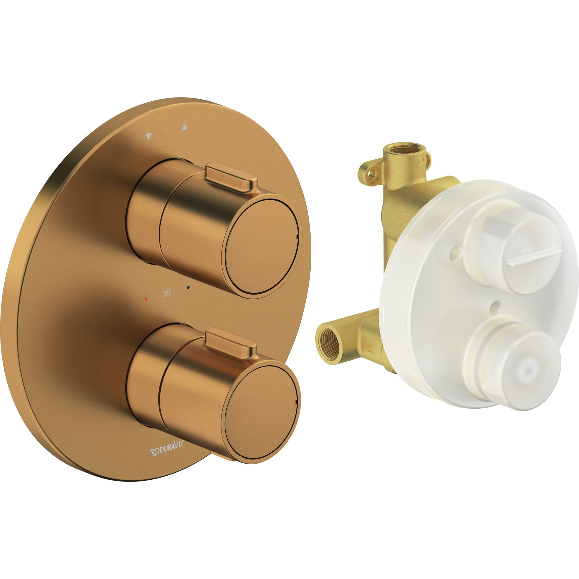 Duravit Ankastre Termostatik Batarya Seti 2 Çıkışlı Fırçalı Bronz TH4200008004