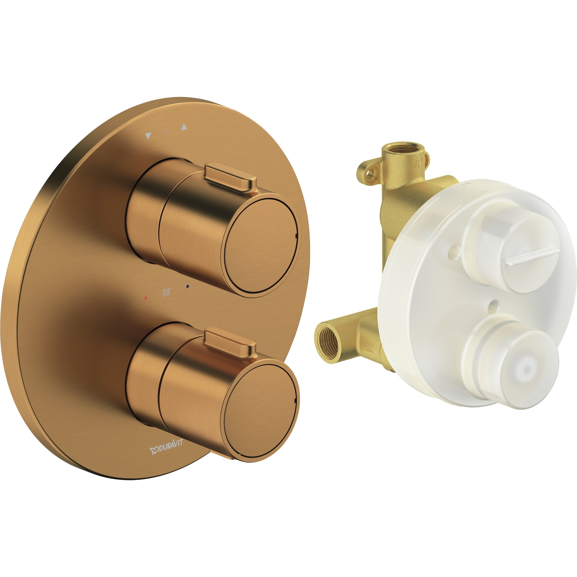 Duravit TH Ankastre Termostatik Banyo Bataryası 2 Yollu Sıva Altı Grubu Dahil Fırçalı Bronz TH4200008C04