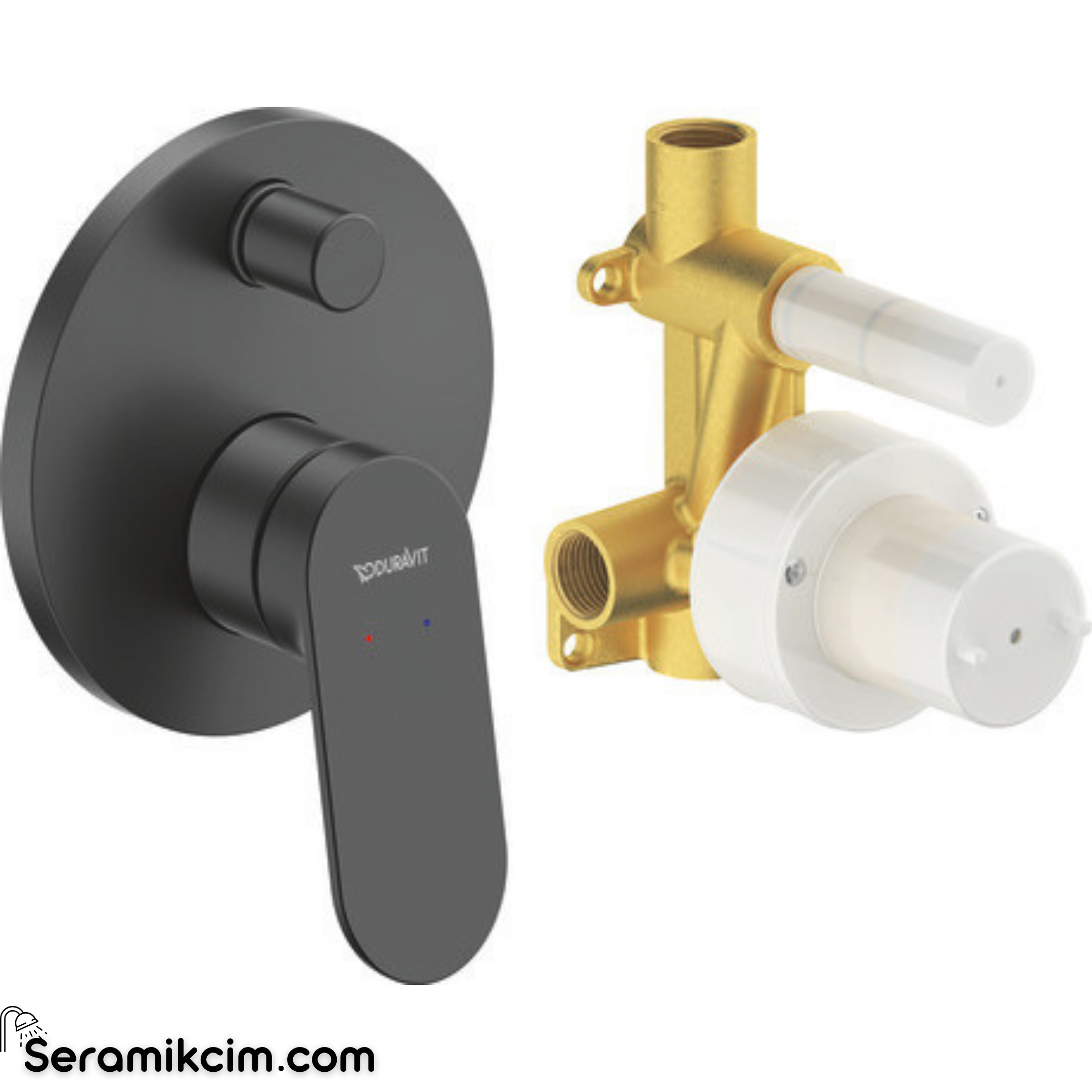 Duravit Wave Ankastre Duş Bataryası, Çift Çıkışlı, İç Set Dahil, Mat Siyah WA4210008046