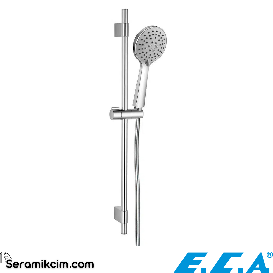 ECA Niobe Sürgülü Duş Seti 3 Fonksiyonlu Pvc Spiralli Krom 102146070