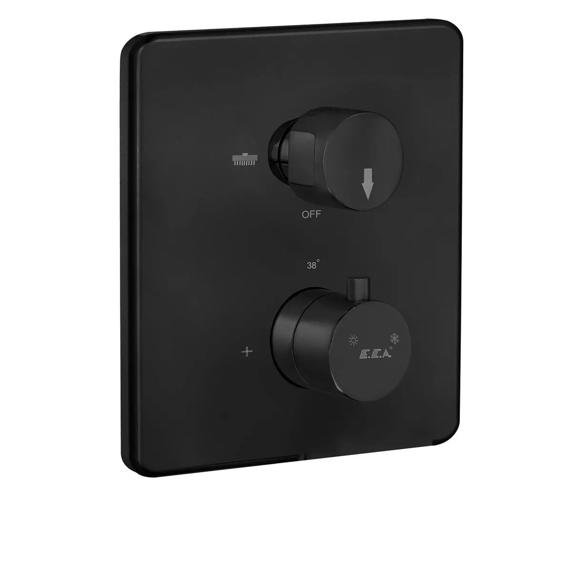 ECA Termostatik Ankastre Banyo/Duş Bataryası Sıva Üstü Grubu - 2 Yollu Mat Siyah 102167215C1-KDE