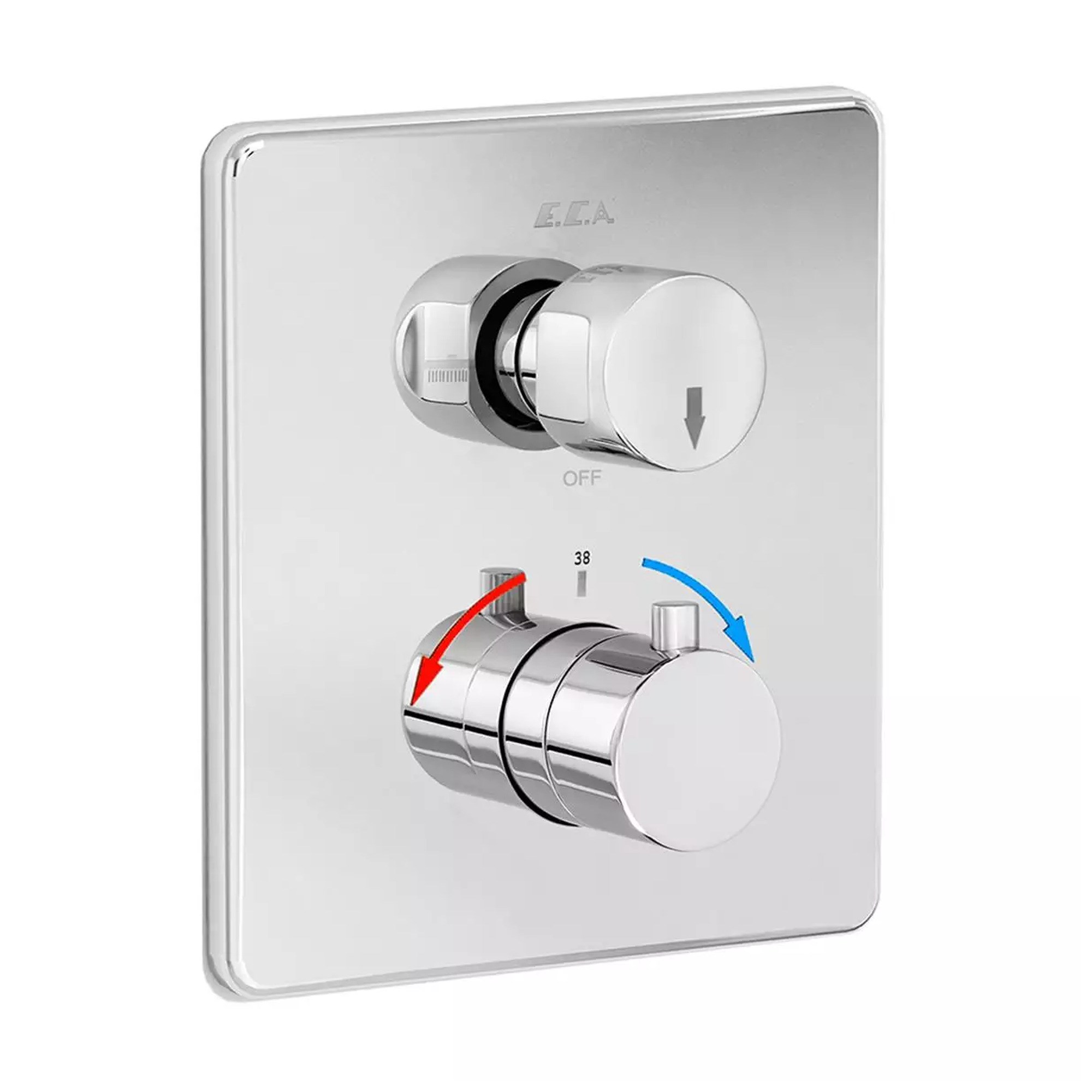 ECA Termostatik Ankastre Banyo/Duş Bataryası Sıva Üstü Grubu - 2 Yollu Krom 102167215-KDE
