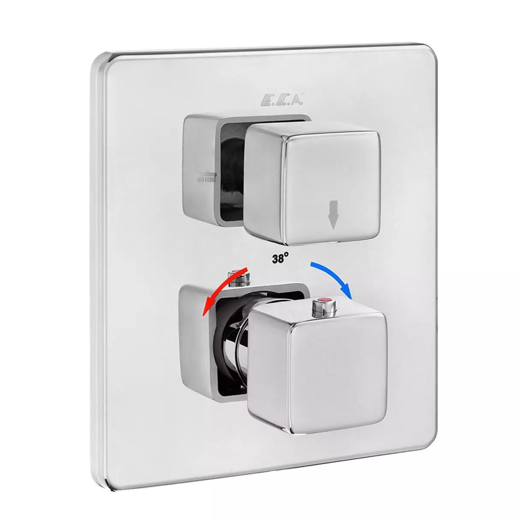 ECA Termostatik Ankastre Banyo/Duş Bataryası Sıva Üstü Grubu - 2 Yollu Krom 102167216-KDE
