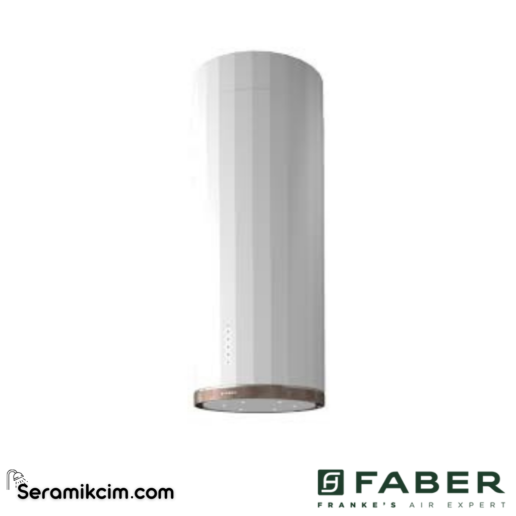 Faber Corinthia Isola EV8+ WH W Matt/Ts A37 ⌀370mm Ada Tipi Davlumbaz Mat Beyaz / Tibet Gümüşü - 110.0456.219