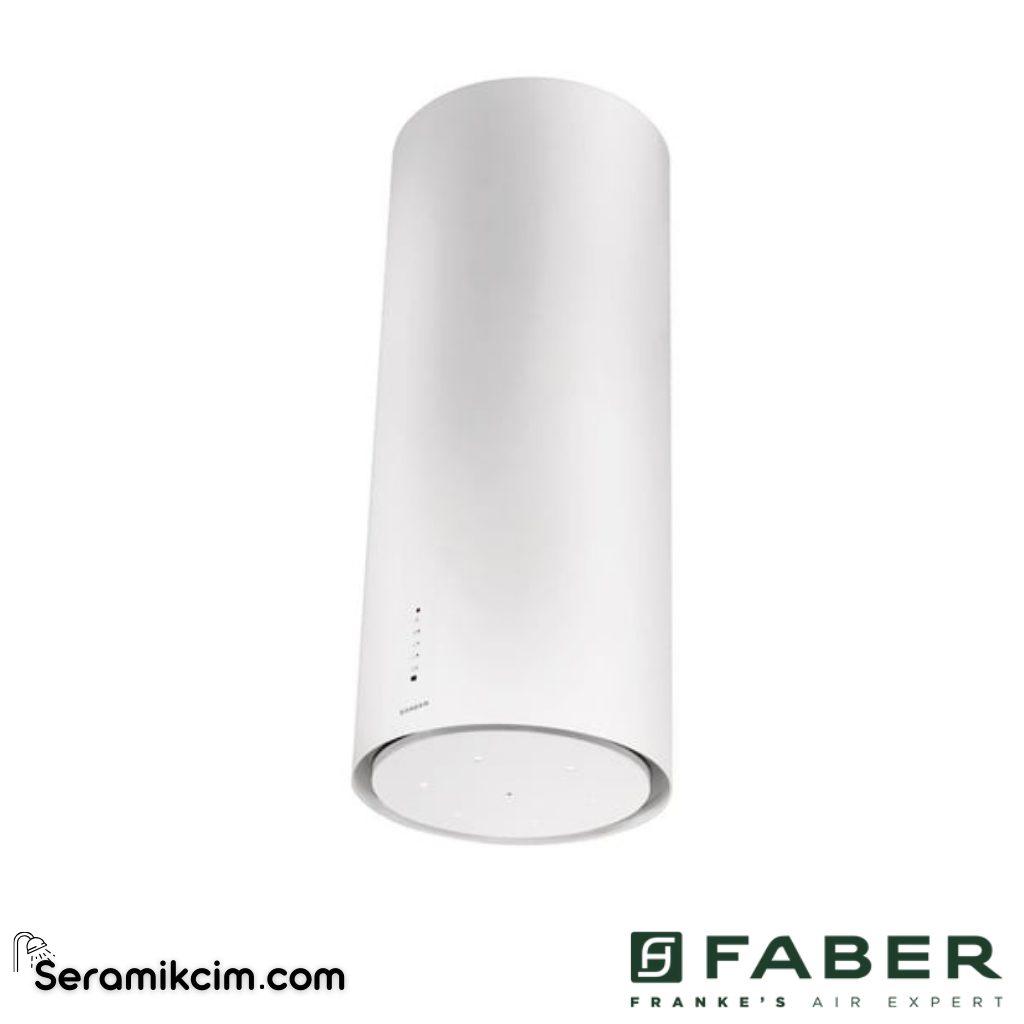 Faber Cylindra Isola Gloss Plus EV8+ WH A37 ⌀370mm Ada Tipi Davlumbaz Beyaz - 335.0492.563