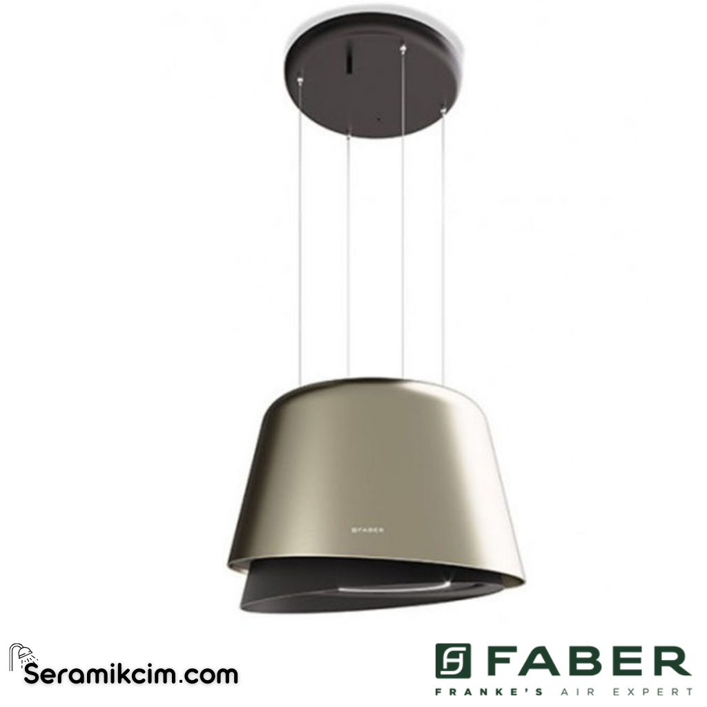 Faber F-Light Belle Plus ⌀695mm Ada Tipi Davlumbaz Altın / Mat Koyu Gri - 345.0541.068