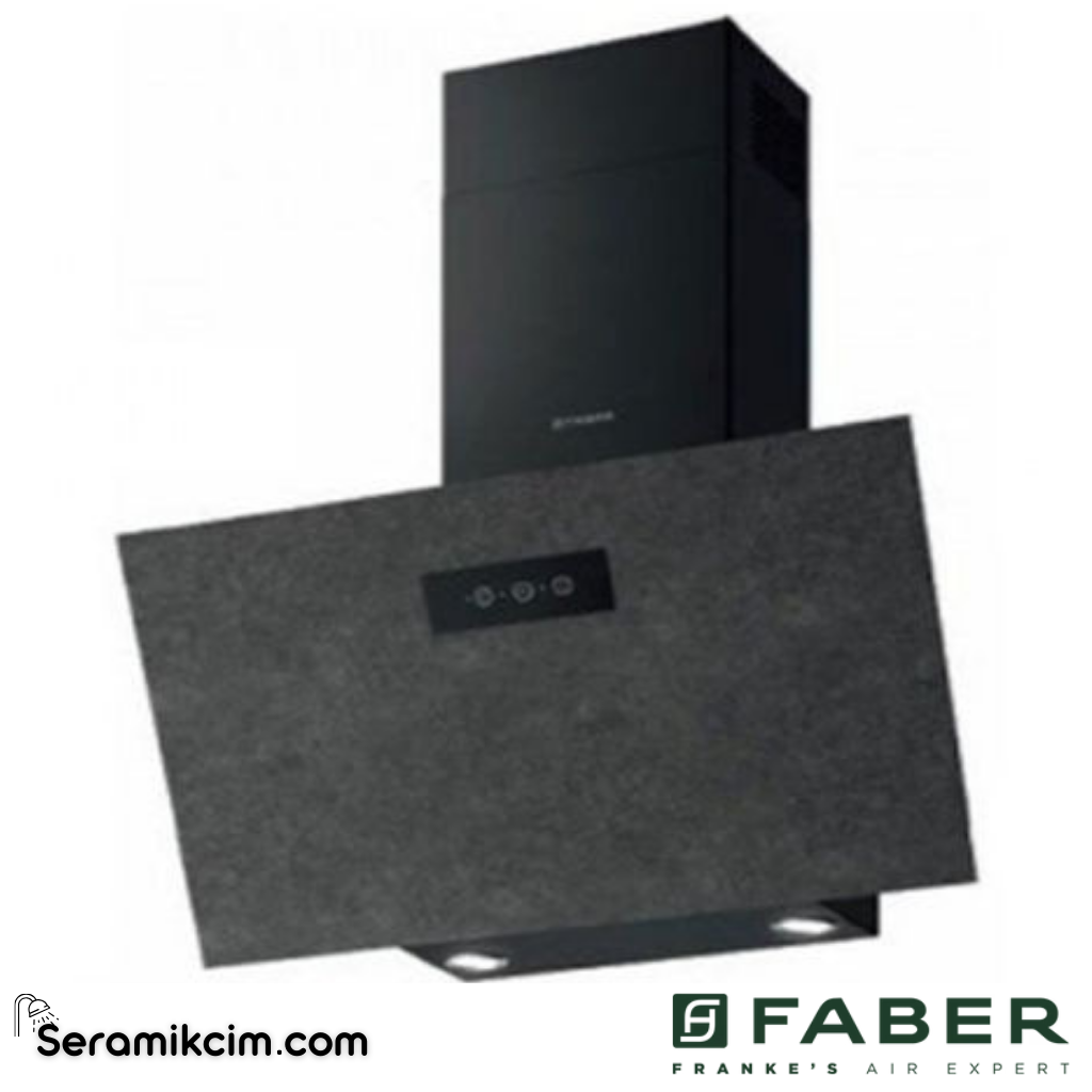 Faber Grexia GRESS DG 80cm 795x173mm Duvar Tipi Eğimli Davlumbaz Siyah / Dark Grey Porselen - 330.0694.726