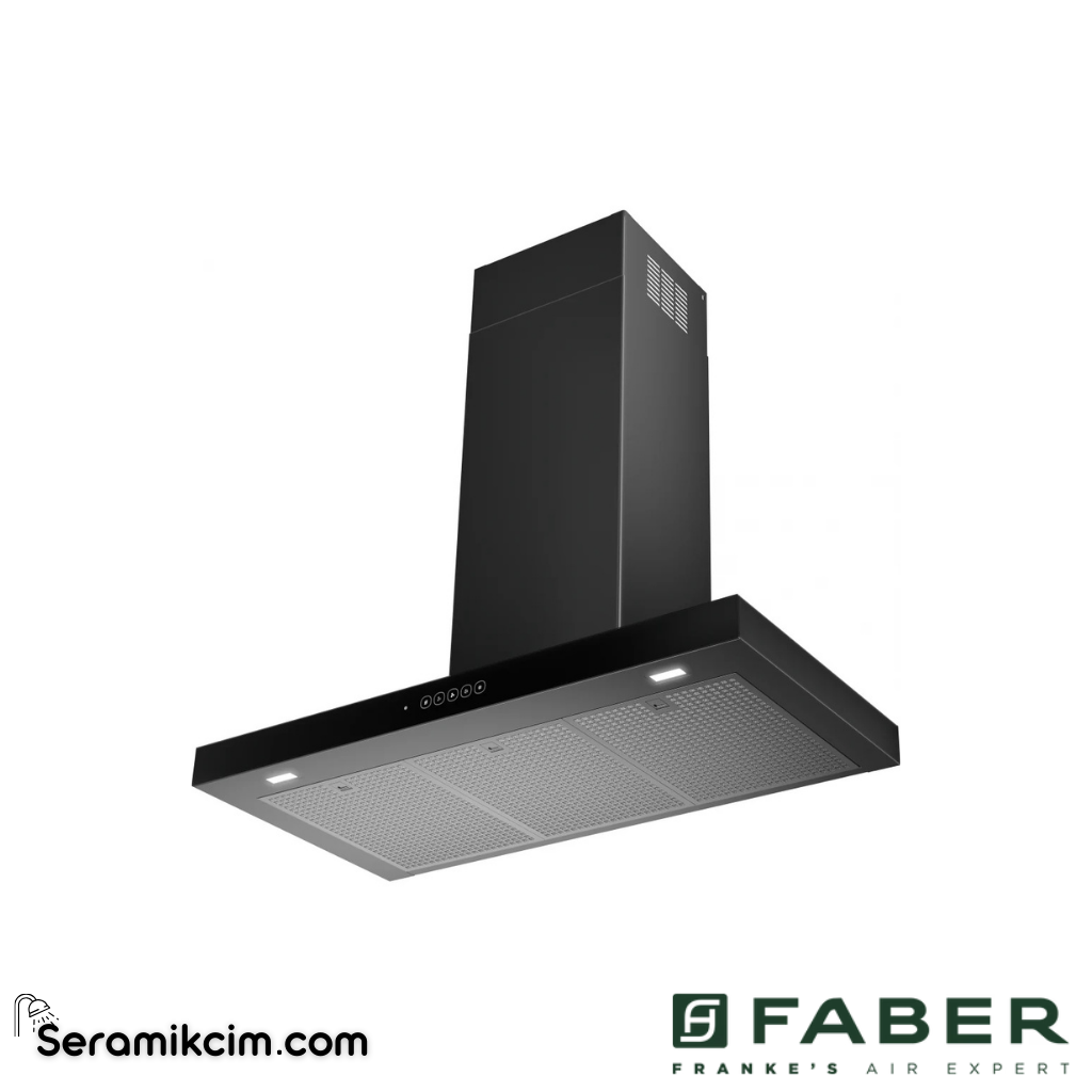 Faber T-Dark T-DARK A90 NG 898x454mm Duvar Tipi Davlumbaz Siyah Paslanmaz Çelik / Cam - 325.0652.937