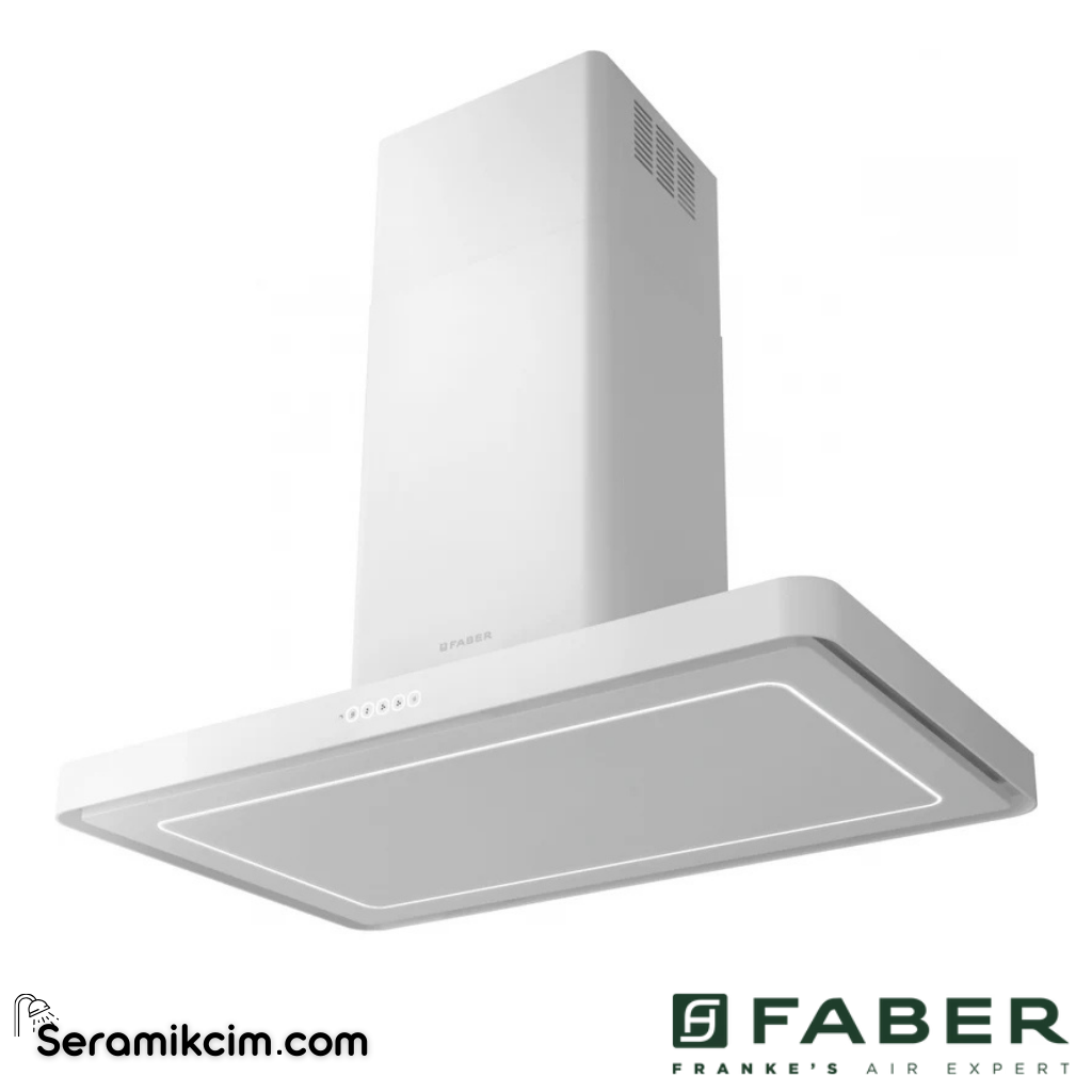 Faber T-Light Isola EV8+ WH Matt A100 998x598mm Ada Tipi Davlumbaz Mat Beyaz - 110.0456.265
