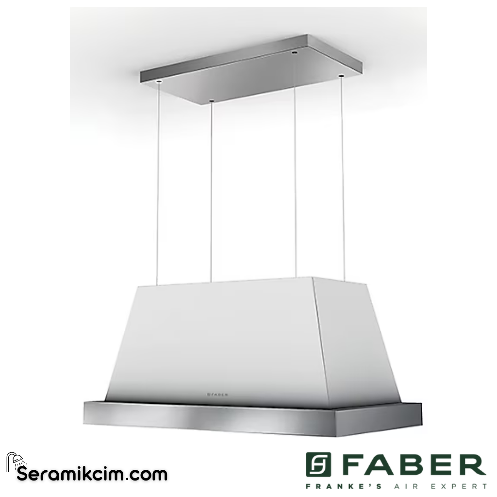 Faber Thea Isola EV8 WH MATT F80 SC 800x480mm Ada Tipi Davlumbaz Mat Beyaz - 321.0517.781