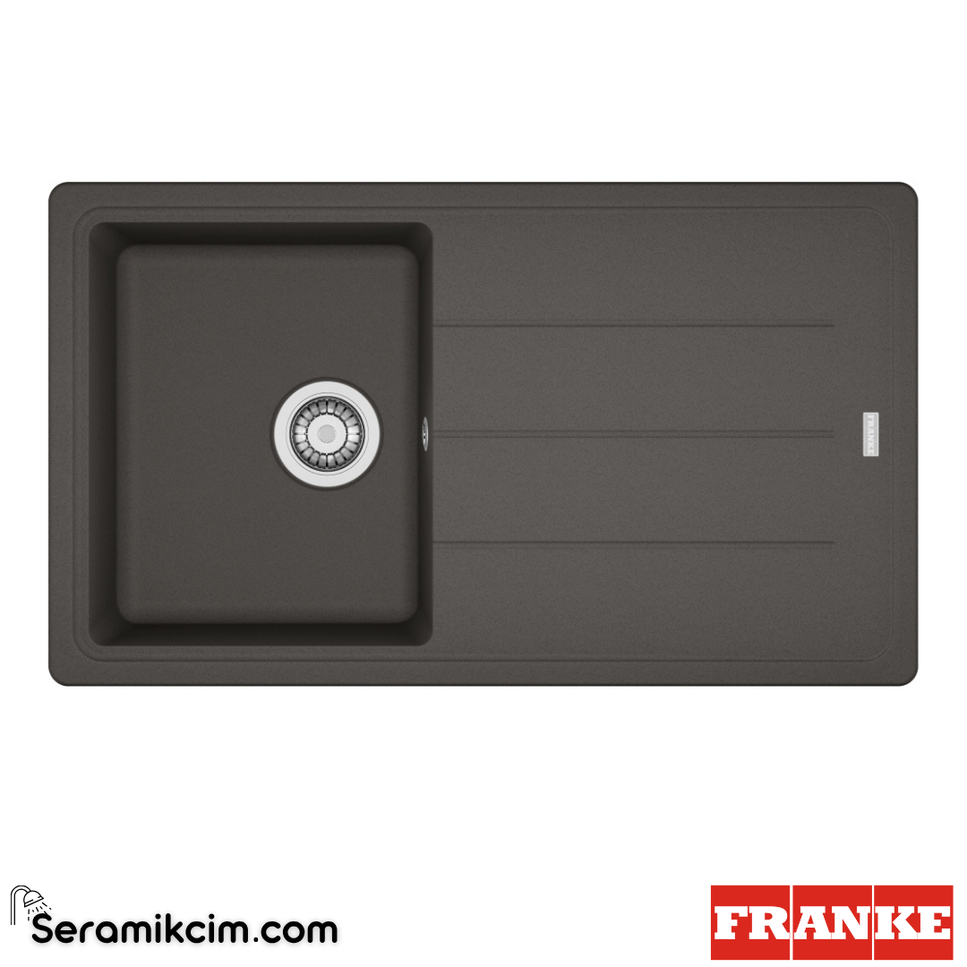 Franke Basis BFG 611-86 Tezgahüstü Damlalıklı 1 Gözlü Dikdörtgen 860x500mm Granit Eviye Slate Grey 114.0729.040