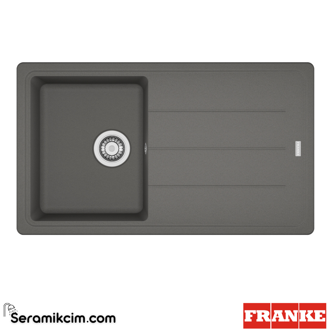 Franke Basis BFG 611-86 Tezgahüstü Damlalıklı 1 Gözlü Dikdörtgen 860x500mm Granit Eviye Stone Grey 114.0655.947