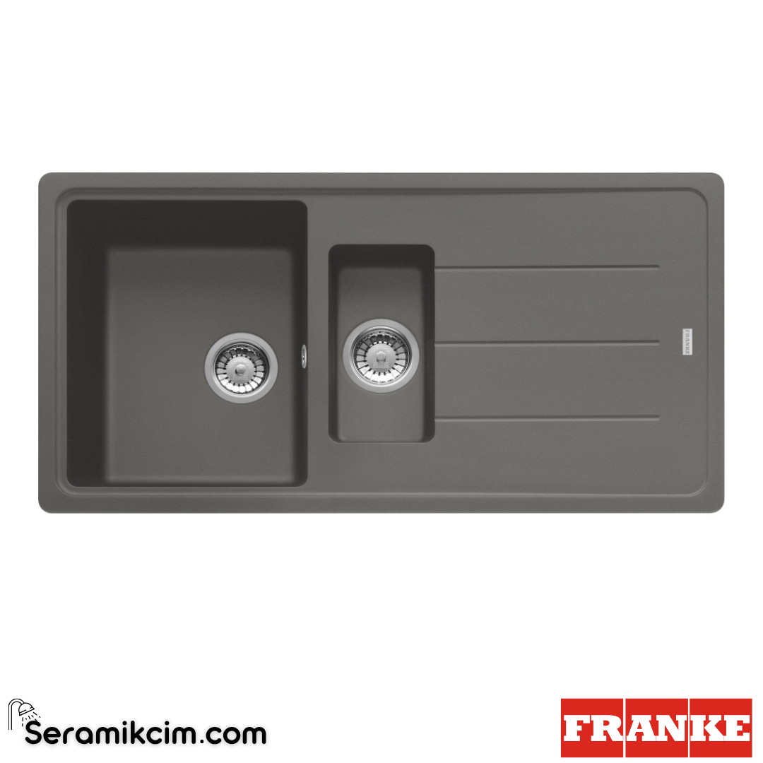 Franke Basis BFG 651 Tezgahüstü Damlalıklı 1,5 Gözlü Dikdörtgen 970x500mm Granit Eviye Stone Grey 114.0655.983